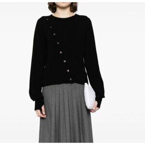 CRUSH CASHMERE Buttoned Asymmetric Cashmere Jumper Sweater Black Size 0 XS